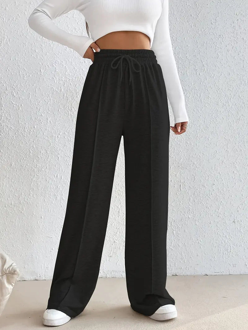 "Black Wide-Leg High-Waist Sweatpants | Women | The Flexo"