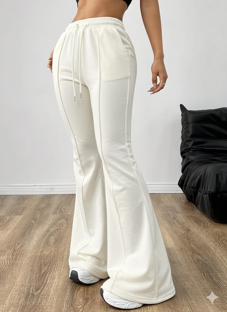 "Off White Flared Frontseam High-Waist Sweatpants | Women | The Flexo"