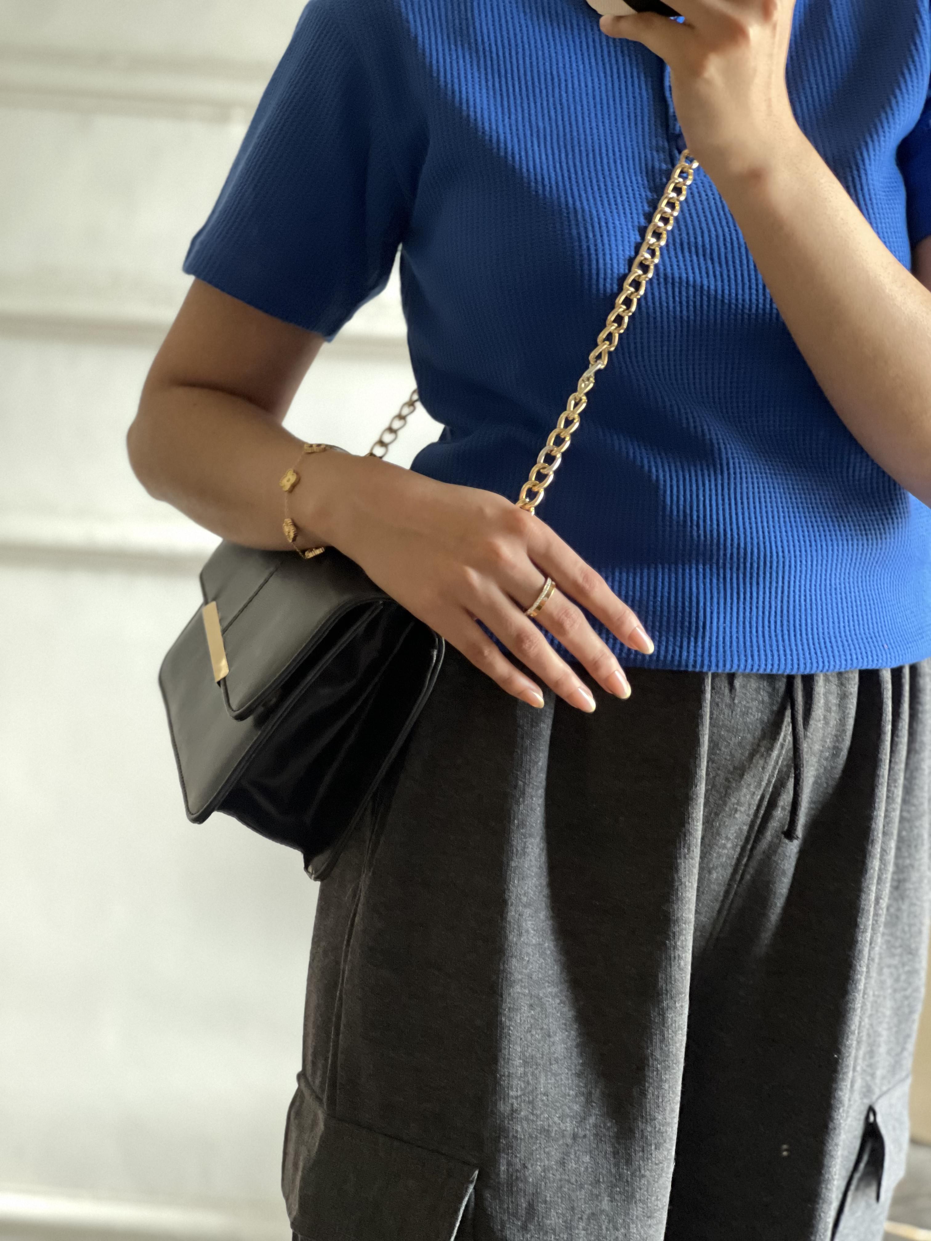 TheFlexo Rib Knit Button Tee - Royal Blue - Half Sleeves