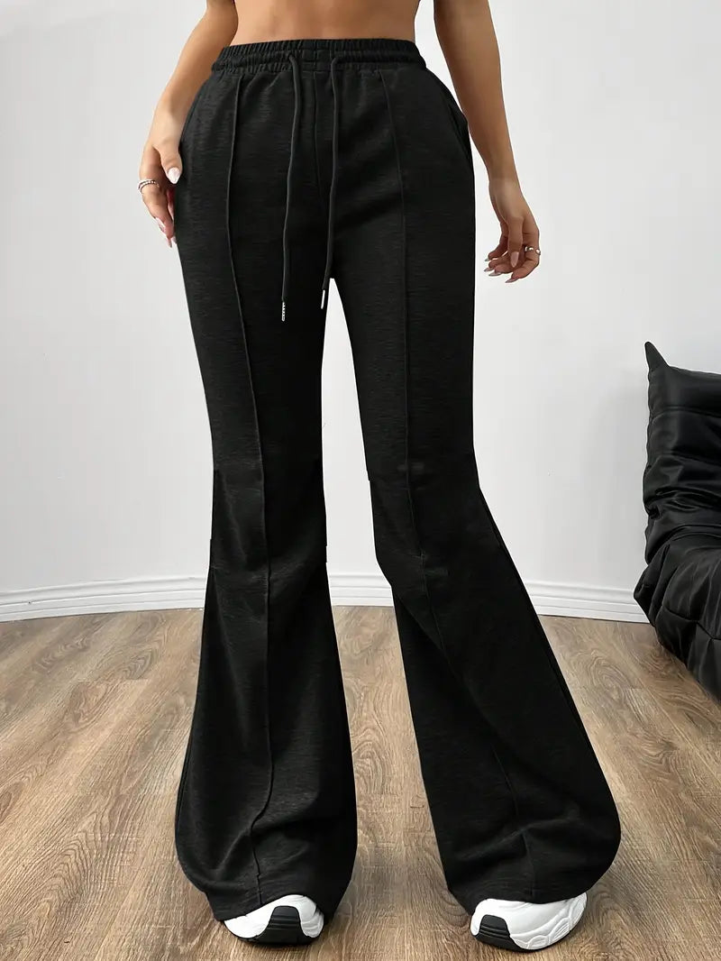 "Black Flared Frontseam High-Waist Sweatpants | Women | The Flexo"
