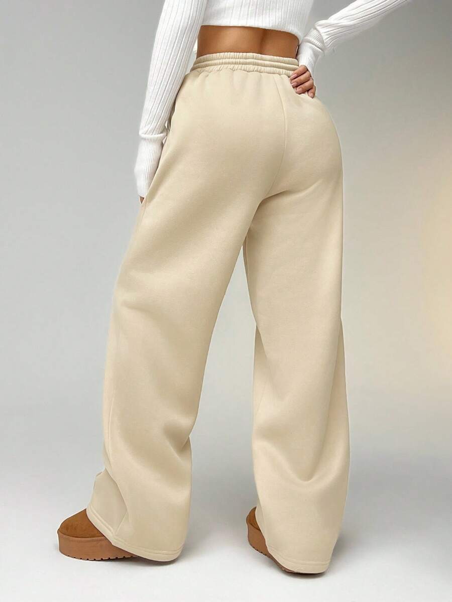 "Beige-Leg High-Waist Sweatpants | Women | The Flexo"