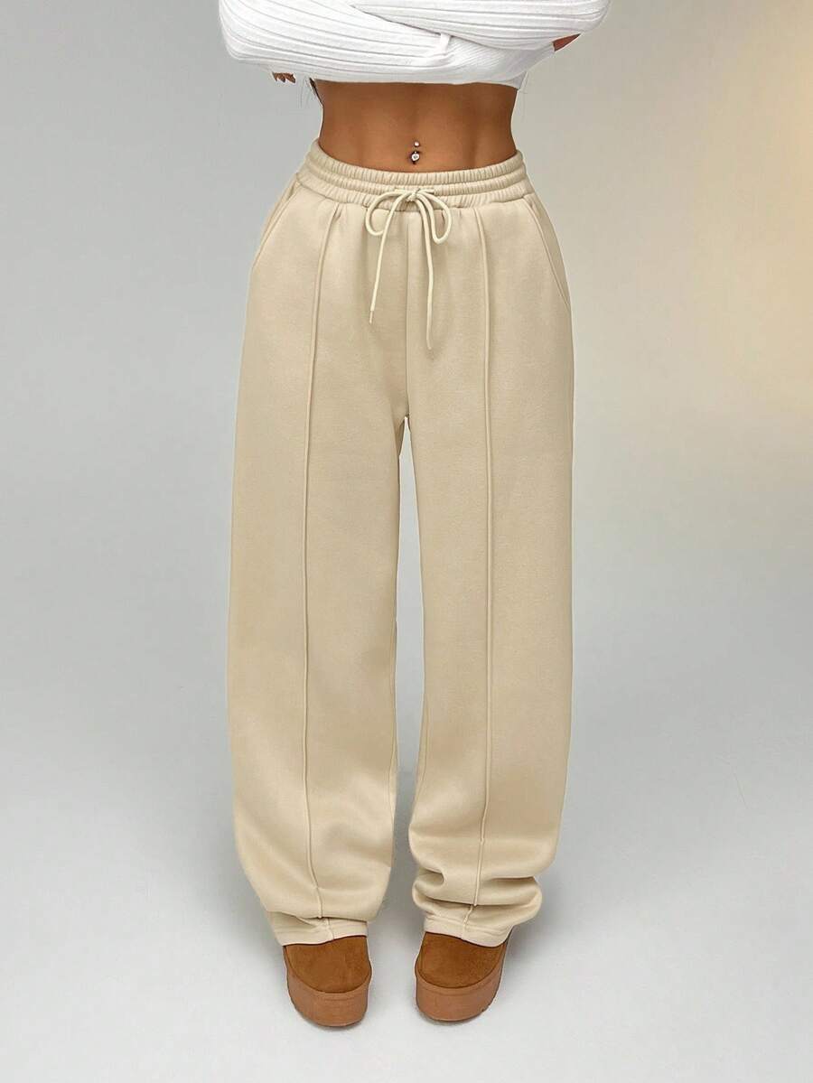 "Beige-Leg High-Waist Sweatpants | Women | The Flexo"