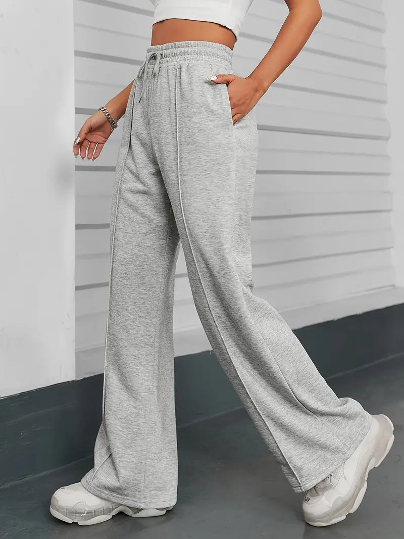 "Grey Wide-Leg High-Waist Sweatpants | Women | The Flexo"