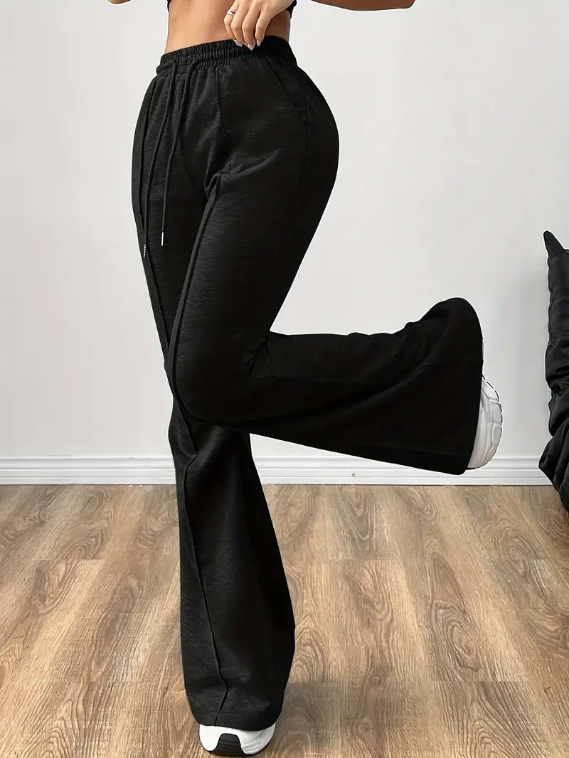 "Black Flared Frontseam High-Waist Sweatpants | Women | The Flexo"