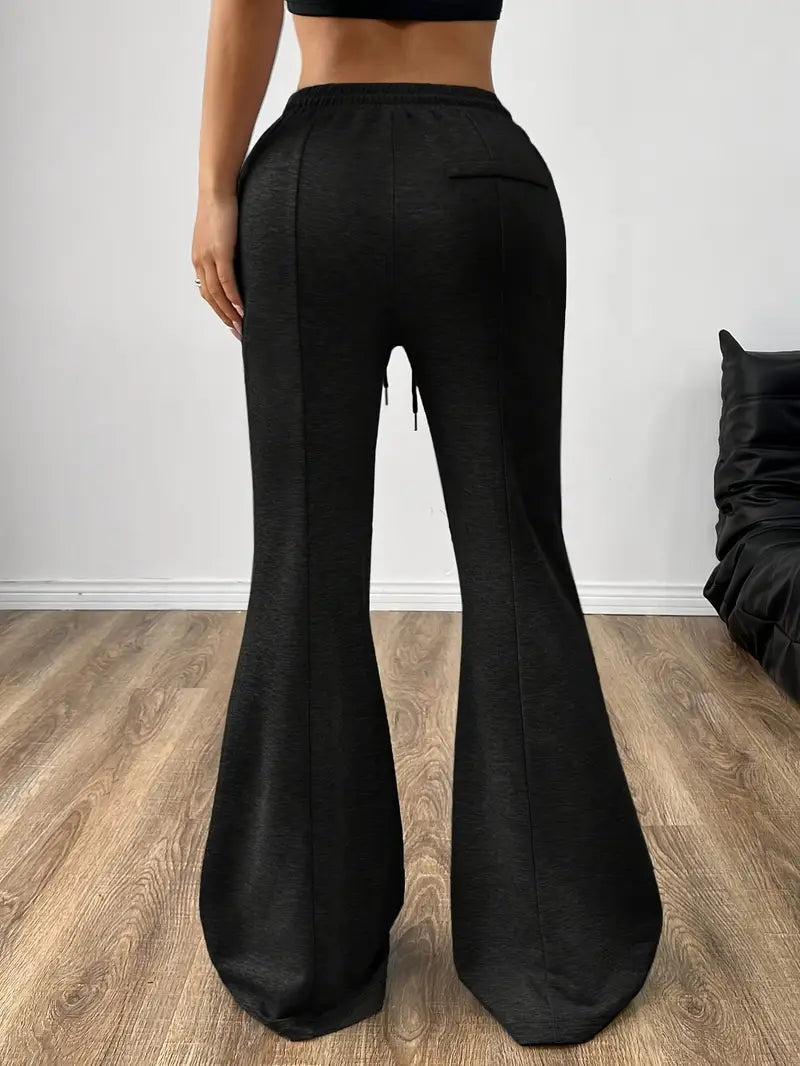 "Black Flared Frontseam High-Waist Sweatpants | Women | The Flexo"