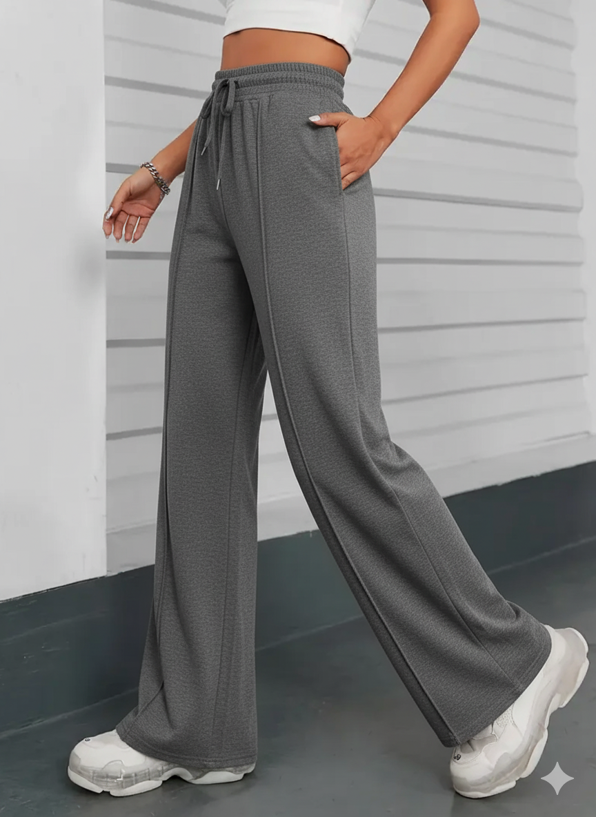 "Charcoal Wide-Leg High-Waist Sweatpants | Women | The Flexo"