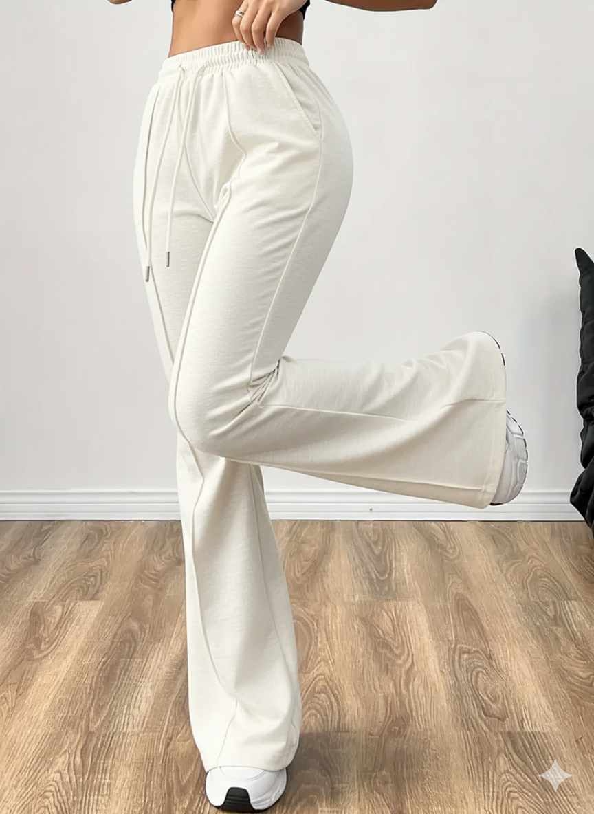 "Off White Flared Frontseam High-Waist Sweatpants | Women | The Flexo"