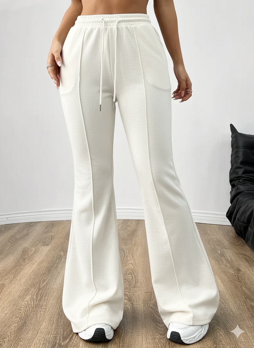 "Off White Flared Frontseam High-Waist Sweatpants | Women | The Flexo"