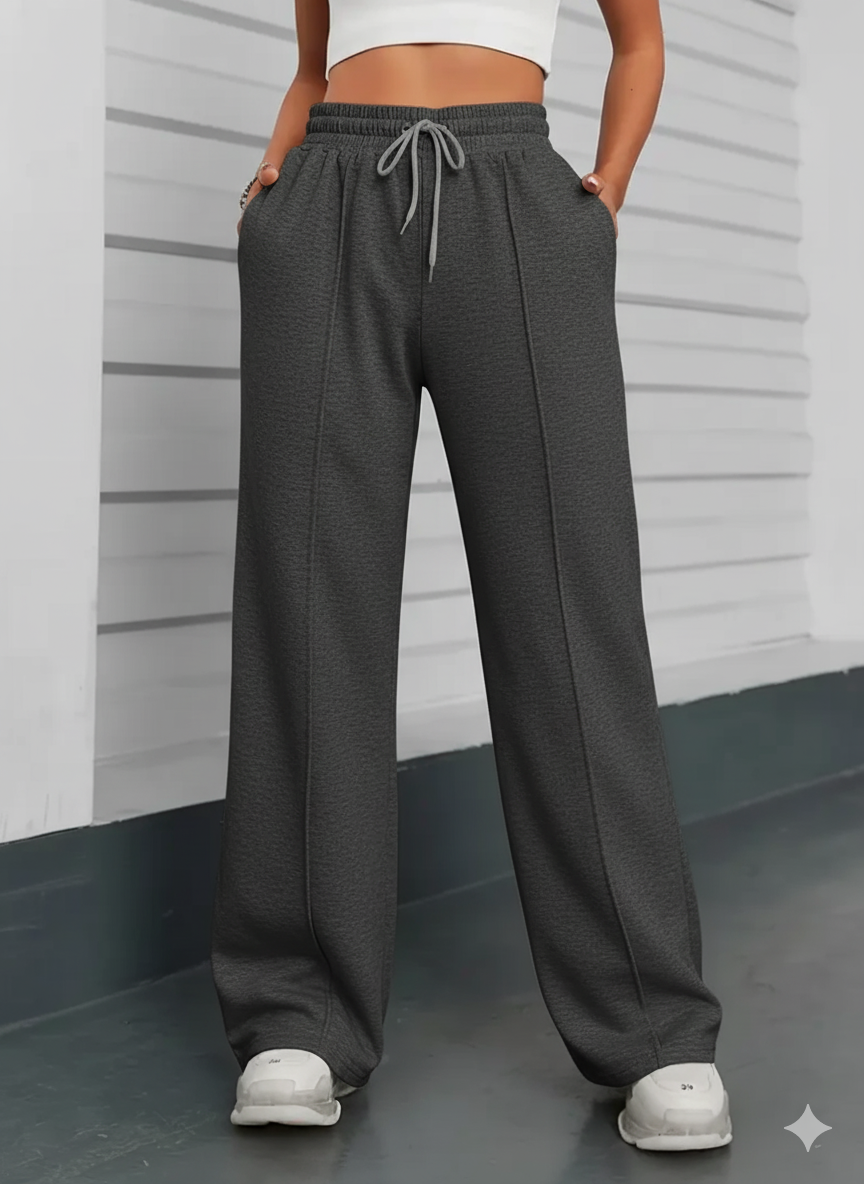 "Charcoal Wide-Leg High-Waist Sweatpants | Women | The Flexo"