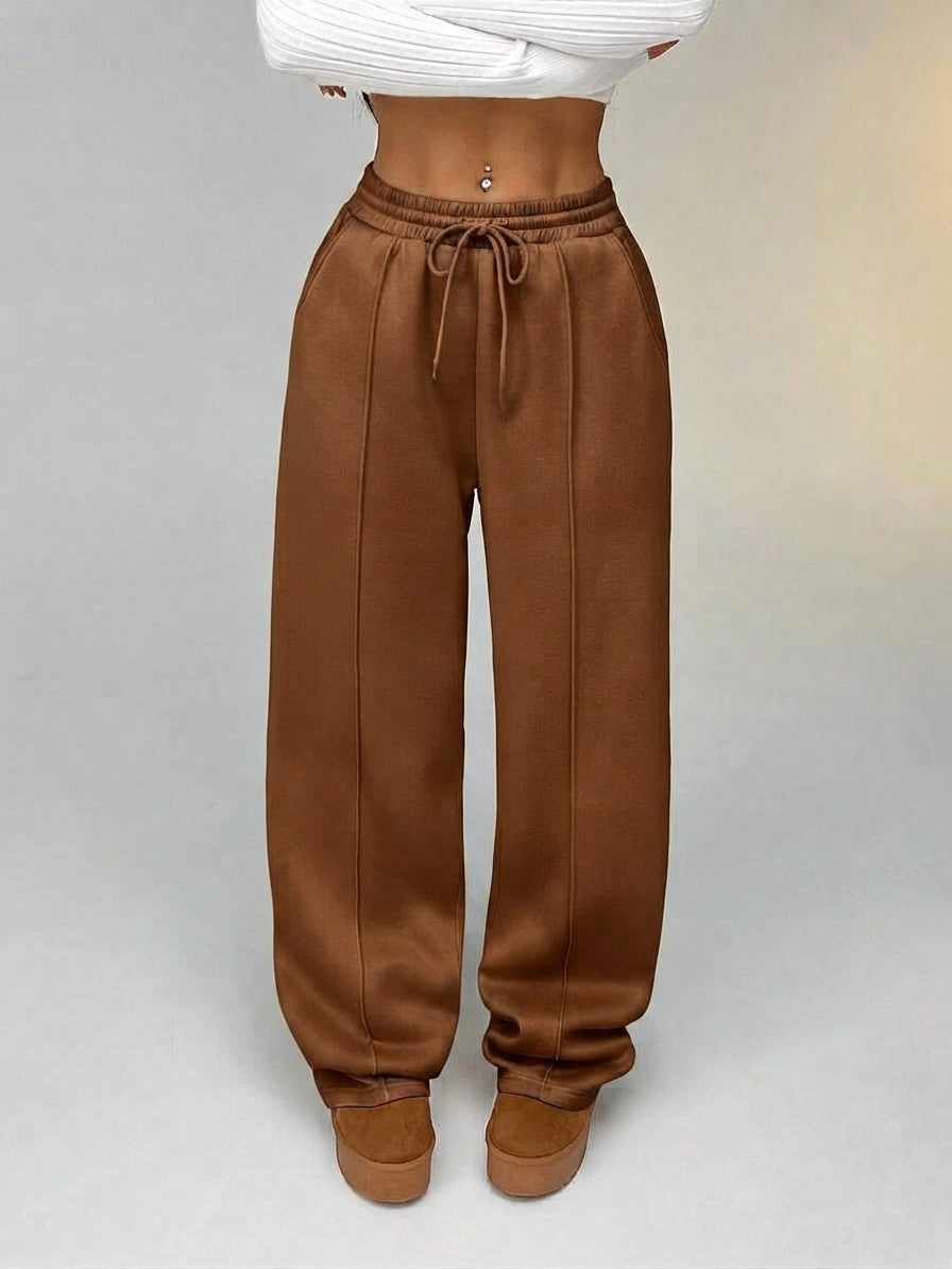 "Brown Wide-Leg High-Waist Sweatpants | Women | The Flexo"