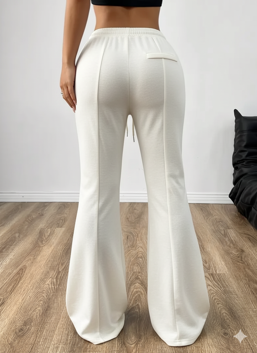 "Off White Flared Frontseam High-Waist Sweatpants | Women | The Flexo"