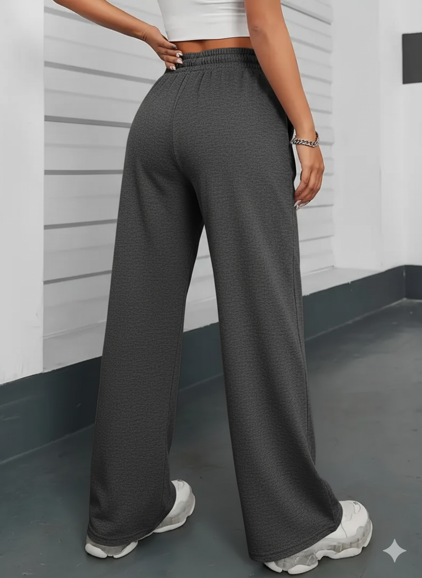 "Charcoal Wide-Leg High-Waist Sweatpants | Women | The Flexo"