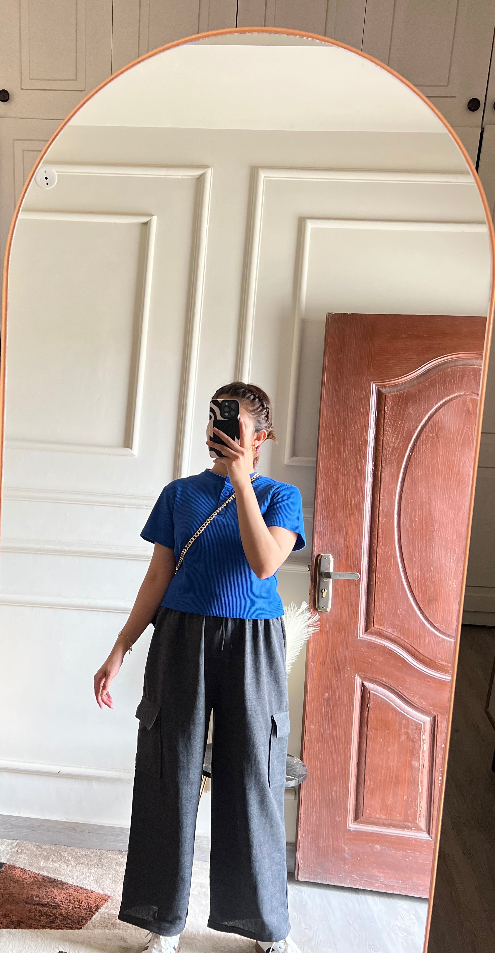 TheFlexo Rib Knit Button Tee - Royal Blue - Half Sleeves