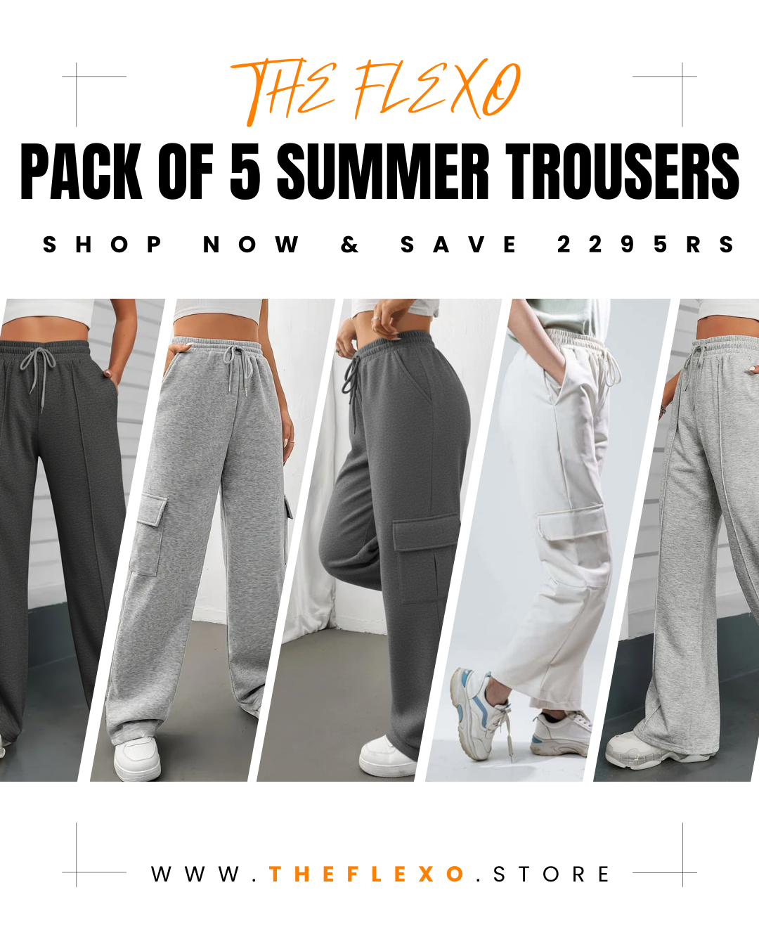 TheFlexo Pack of 5 Premium Summer Trousers