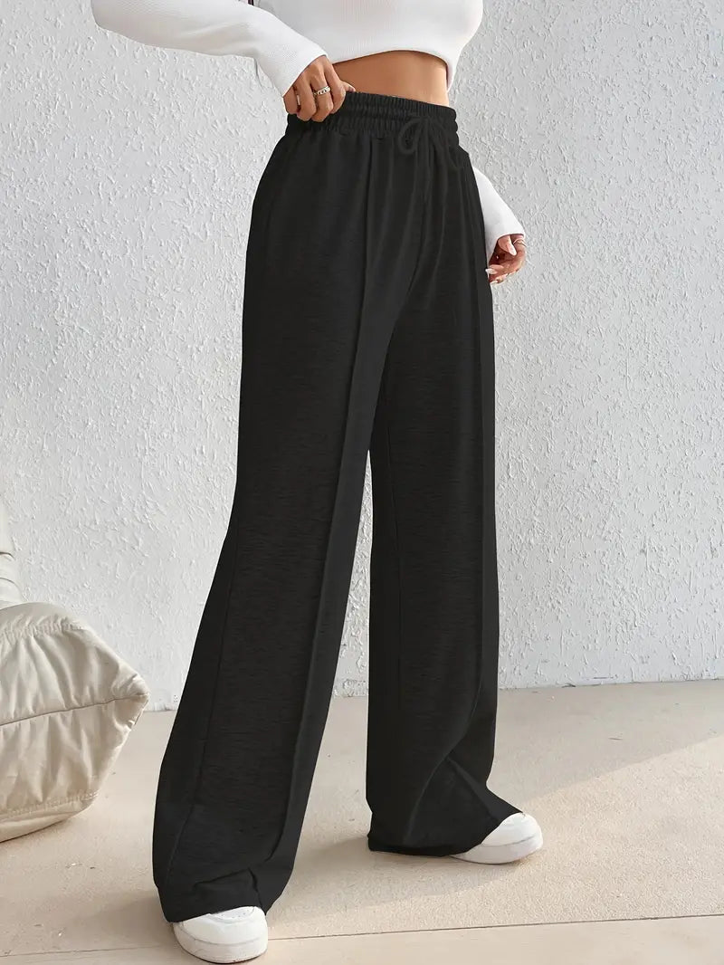 "Black Wide-Leg High-Waist Sweatpants | Women | The Flexo"
