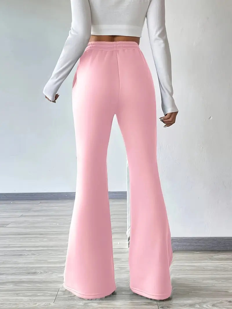 "Baby Pink Flared High-Waist Sweatpants | Women | The Flexo"