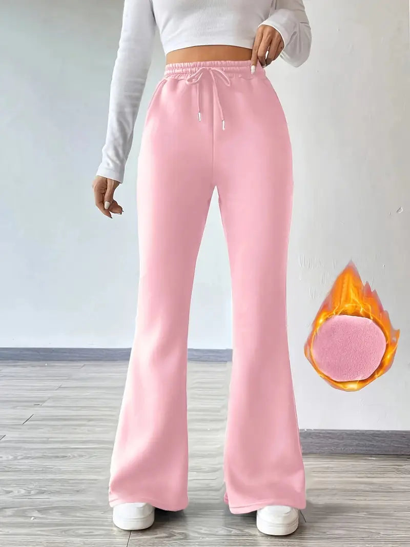 "Baby Pink Flared High-Waist Sweatpants | Women | The Flexo"