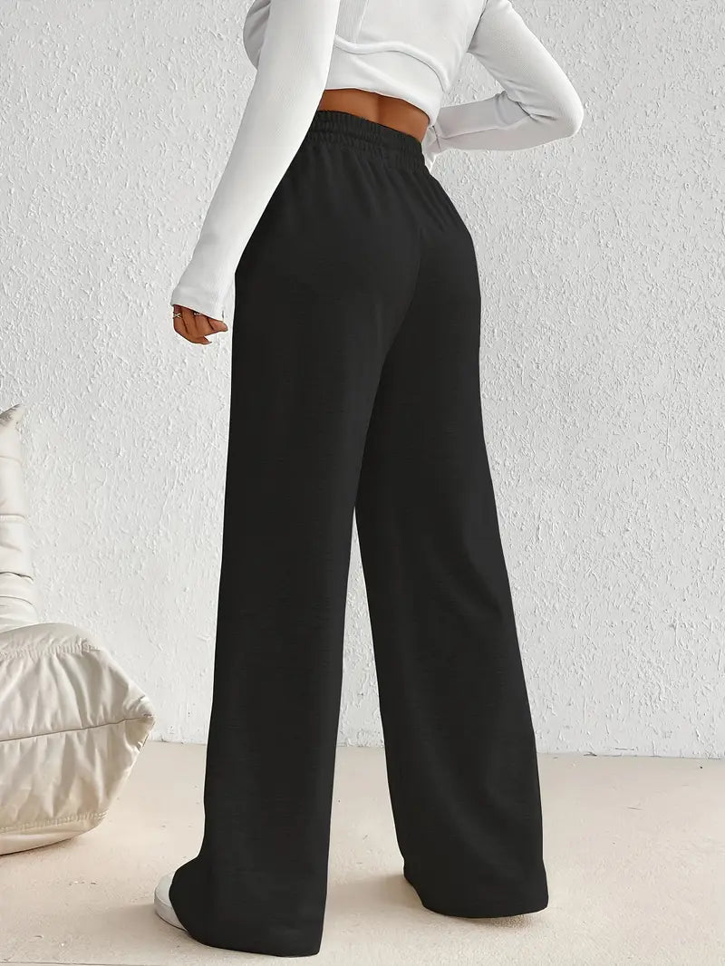 "Black Wide-Leg High-Waist Sweatpants | Women | The Flexo"