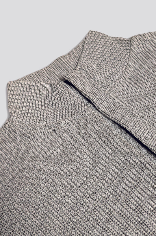 TheFlexo Relaxed Fit Thermal Mock Neck Full Sleeve Zipper - Heather Grey